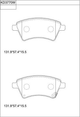 Asimco KD3770W - Тормозные колодки, дисковые, комплект autospares.lv