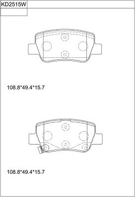 Asimco KD2515W - Тормозные колодки, дисковые, комплект autospares.lv