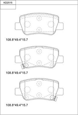 Asimco KD2515 - Тормозные колодки, дисковые, комплект autospares.lv