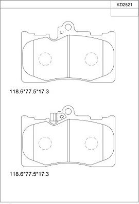 Asimco KD2521 - Тормозные колодки, дисковые, комплект autospares.lv