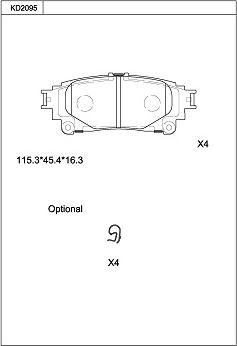 Asimco KD2095 - Тормозные колодки, дисковые, комплект autospares.lv