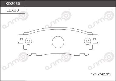 Asimco KD2060 - Тормозные колодки, дисковые, комплект autospares.lv