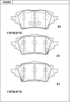 Asimco KD2083 - Тормозные колодки, дисковые, комплект autospares.lv