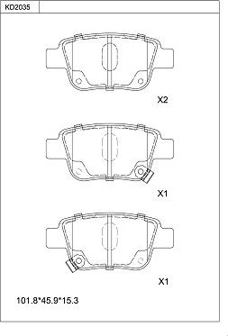 Asimco KD2035 - Тормозные колодки, дисковые, комплект autospares.lv