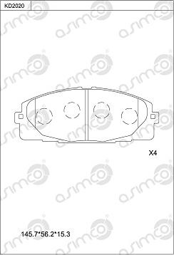 Asimco KD2020 - Тормозные колодки, дисковые, комплект autospares.lv