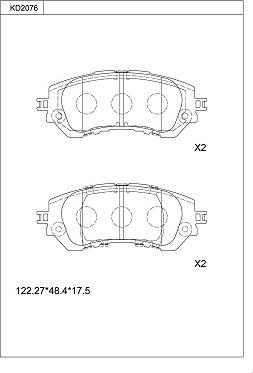 Asimco KD2076 - Тормозные колодки, дисковые, комплект autospares.lv