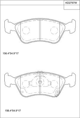 Asimco KD2797W - Тормозные колодки, дисковые, комплект autospares.lv