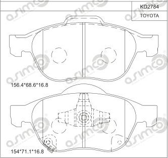 Asimco KD2784 - Тормозные колодки, дисковые, комплект autospares.lv