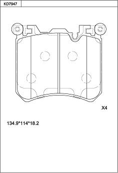 Asimco KD7947 - Тормозные колодки, дисковые, комплект autospares.lv