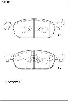 Asimco KD7902 - Тормозные колодки, дисковые, комплект autospares.lv