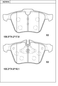 Asimco KD7915 - Тормозные колодки, дисковые, комплект autospares.lv