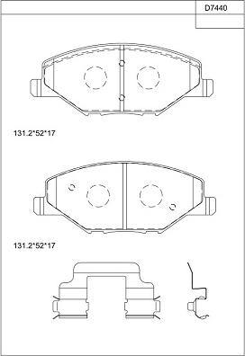 Asimco KD7440 - Тормозные колодки, дисковые, комплект autospares.lv