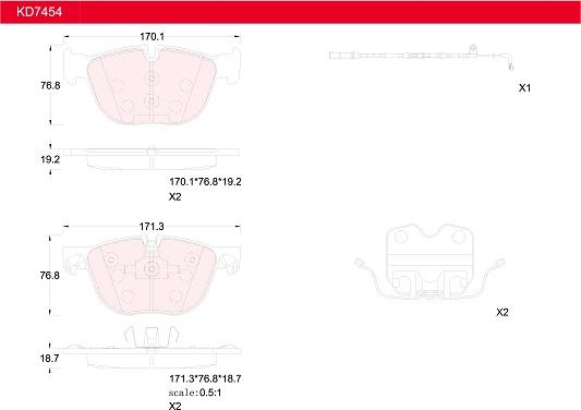 Asimco KD7454 - Тормозные колодки, дисковые, комплект autospares.lv