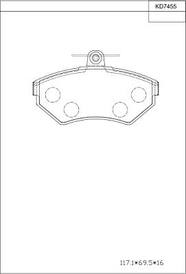 Asimco KD7455 - Тормозные колодки, дисковые, комплект autospares.lv