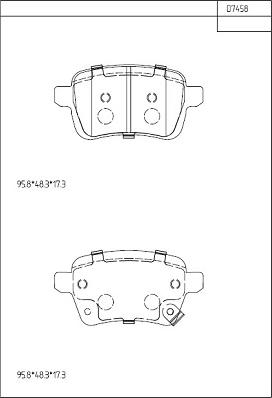 Asimco KD7458 - Тормозные колодки, дисковые, комплект autospares.lv