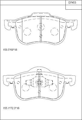 Asimco KD7453 - Тормозные колодки, дисковые, комплект autospares.lv