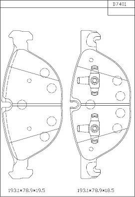 Asimco KD7401 - Тормозные колодки, дисковые, комплект autospares.lv