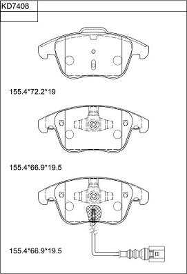 Asimco KD7408 - Тормозные колодки, дисковые, комплект autospares.lv