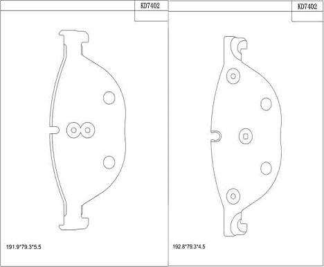 Asimco KD7402 - Тормозные колодки, дисковые, комплект autospares.lv