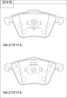 Asimco KD7419 - Тормозные колодки, дисковые, комплект autospares.lv