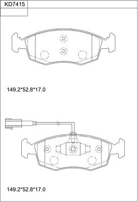 Asimco KD7415 - Тормозные колодки, дисковые, комплект autospares.lv