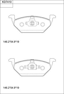 Asimco KD7410 - Тормозные колодки, дисковые, комплект autospares.lv