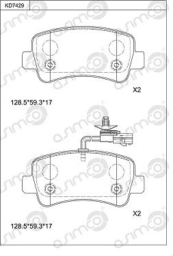 Asimco KD7429 - Тормозные колодки, дисковые, комплект autospares.lv