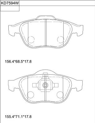 Asimco KD7594W - Тормозные колодки, дисковые, комплект autospares.lv