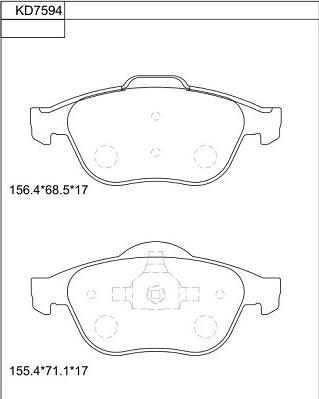 Asimco KD7594 - Тормозные колодки, дисковые, комплект autospares.lv