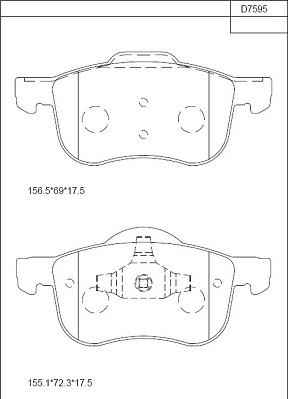 Asimco KD7595 - Тормозные колодки, дисковые, комплект autospares.lv