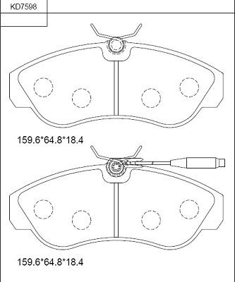 Asimco KD7598 - Тормозные колодки, дисковые, комплект autospares.lv