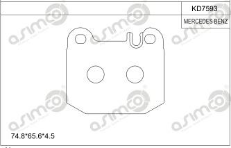 Asimco KD7593 - Тормозные колодки, дисковые, комплект autospares.lv