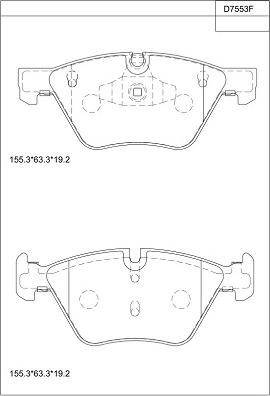 Asimco KD7553F - Тормозные колодки, дисковые, комплект autospares.lv