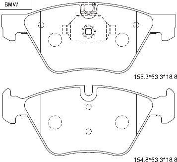 Asimco KD7553 - Тормозные колодки, дисковые, комплект autospares.lv