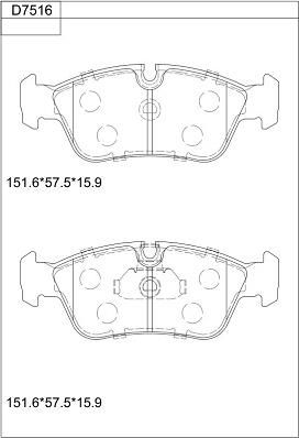 Asimco KD7516 - Тормозные колодки, дисковые, комплект autospares.lv