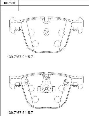 Asimco KD7588 - Тормозные колодки, дисковые, комплект autospares.lv