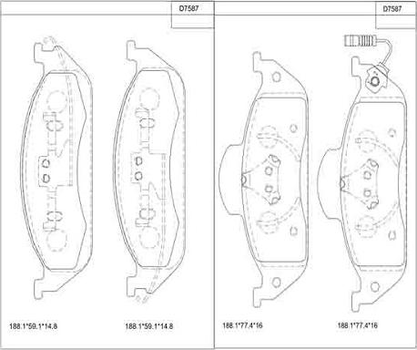 Asimco KD7587 - Тормозные колодки, дисковые, комплект autospares.lv