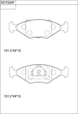 Asimco KD7524F - Тормозные колодки, дисковые, комплект autospares.lv