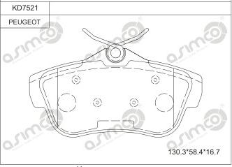 Asimco KD7521 - Тормозные колодки, дисковые, комплект autospares.lv