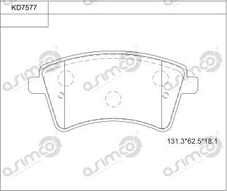 Asimco KD7577 - Тормозные колодки, дисковые, комплект autospares.lv