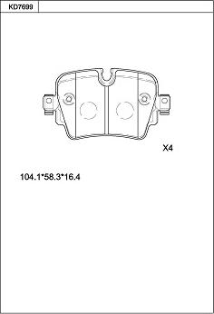 Asimco KD7699 - Тормозные колодки, дисковые, комплект autospares.lv