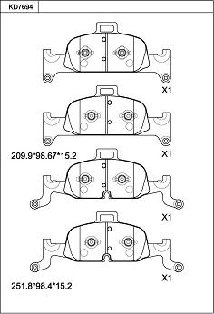 Asimco KD7694 - Тормозные колодки, дисковые, комплект autospares.lv