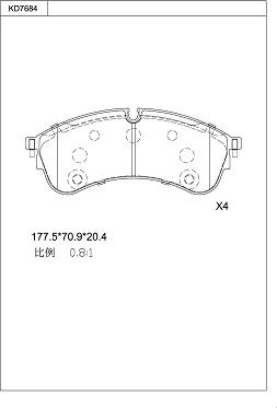 Asimco KD7684 - Тормозные колодки, дисковые, комплект autospares.lv