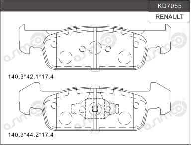 Asimco KD7055 - Тормозные колодки, дисковые, комплект autospares.lv