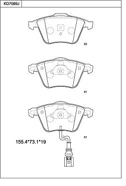 Asimco KD7089J - Тормозные колодки, дисковые, комплект autospares.lv