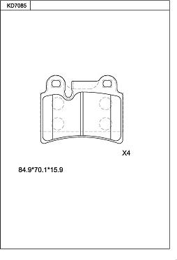 Asimco KD7085 - Тормозные колодки, дисковые, комплект autospares.lv