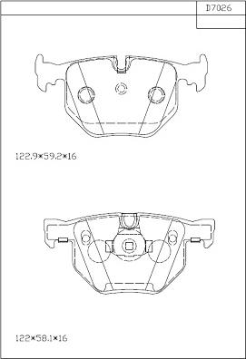 Asimco KD7026 - Тормозные колодки, дисковые, комплект autospares.lv