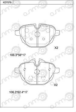 Asimco KD7079 - Тормозные колодки, дисковые, комплект autospares.lv