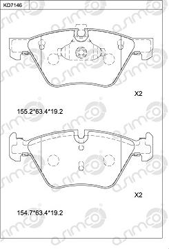 Asimco KD7146 - Тормозные колодки, дисковые, комплект autospares.lv