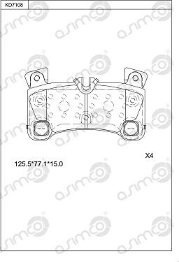 Asimco KD7108 - Тормозные колодки, дисковые, комплект autospares.lv